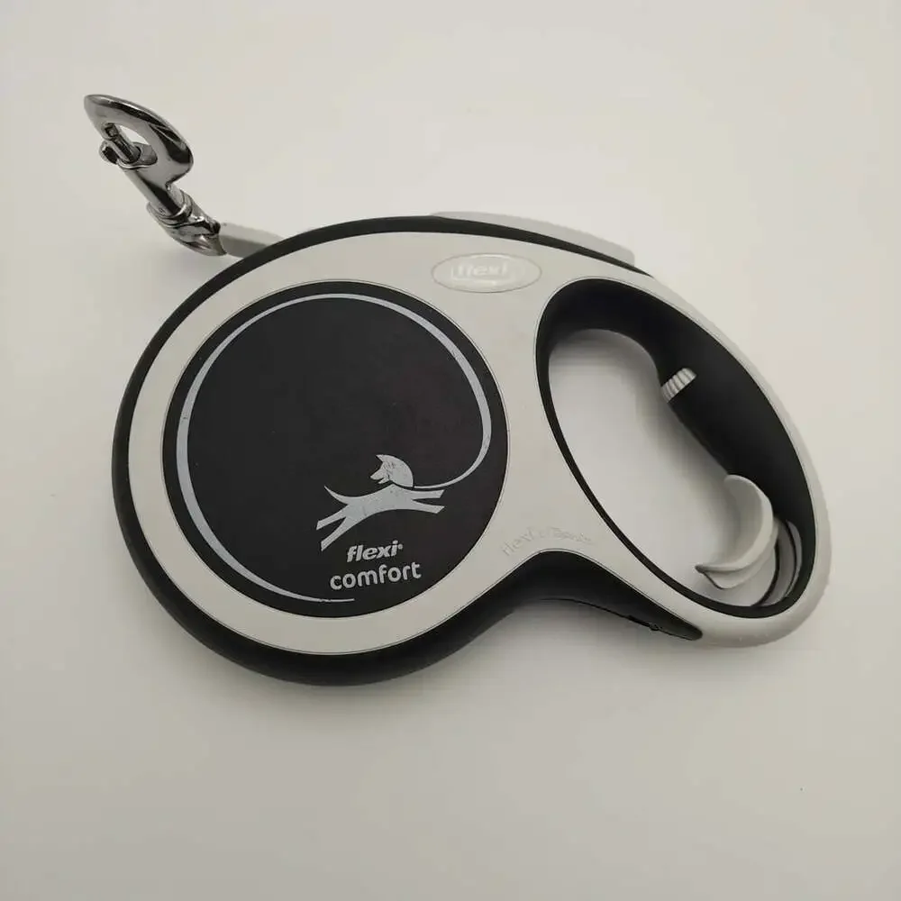 Flexi Comfort Retractable Tape Dog Leash L Tape 8m Black and Grey